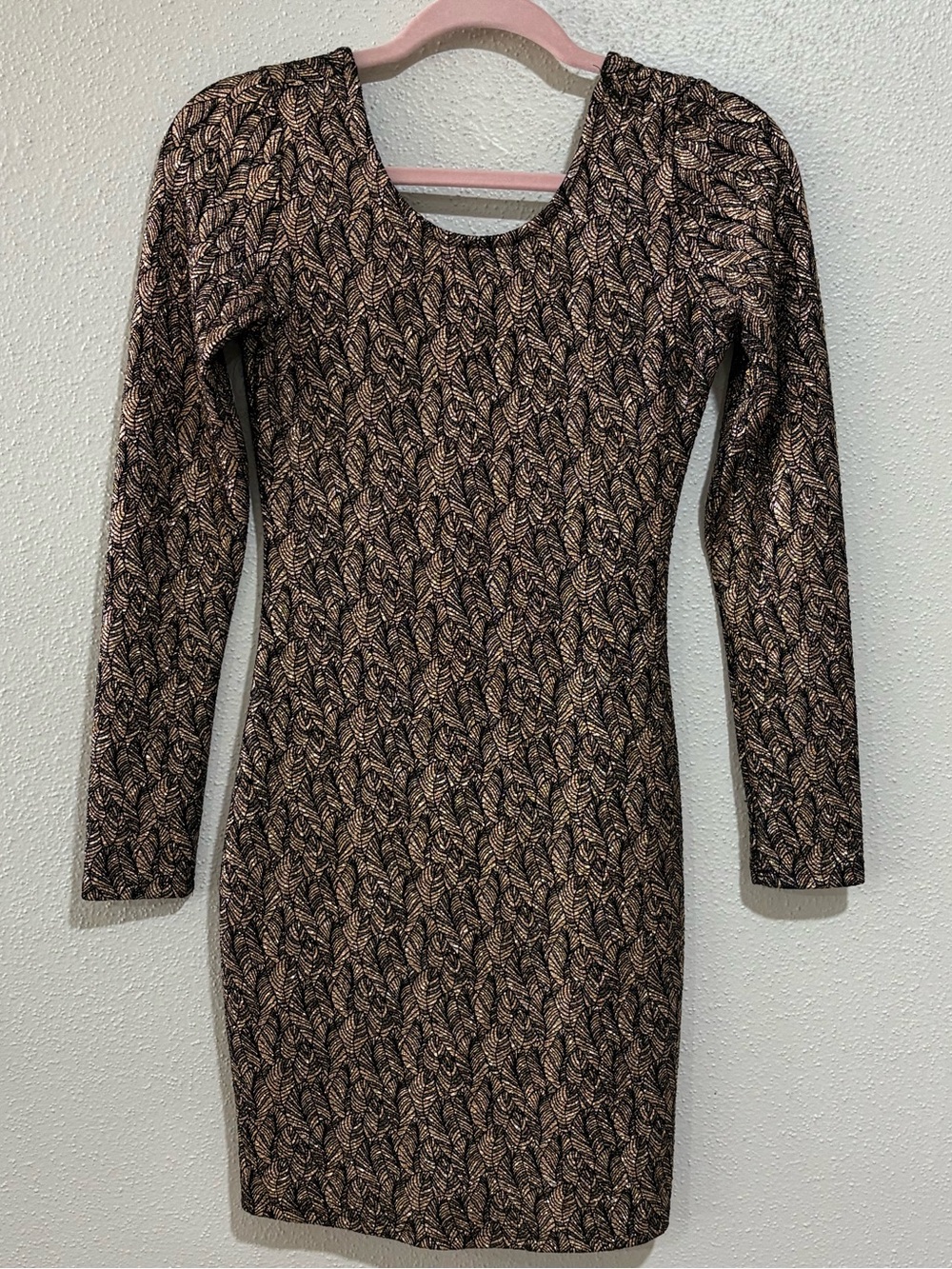 Haute Monde Metallic Black Gold Bodycon Dress Size Small